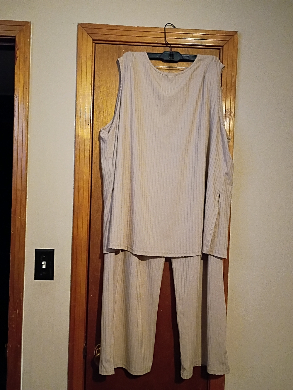 SHEIN Cream Ribbed Wide-Leg Jumpsuit